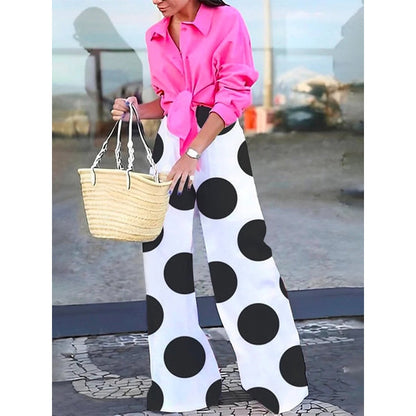 Loose Wide Leg Polka-Dot Casual Pants Bottoms Pants