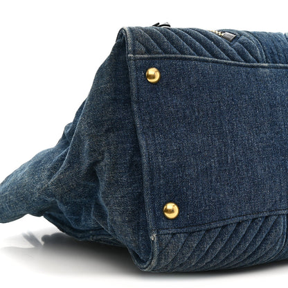 Denim Matelasse Biker Tote Avio