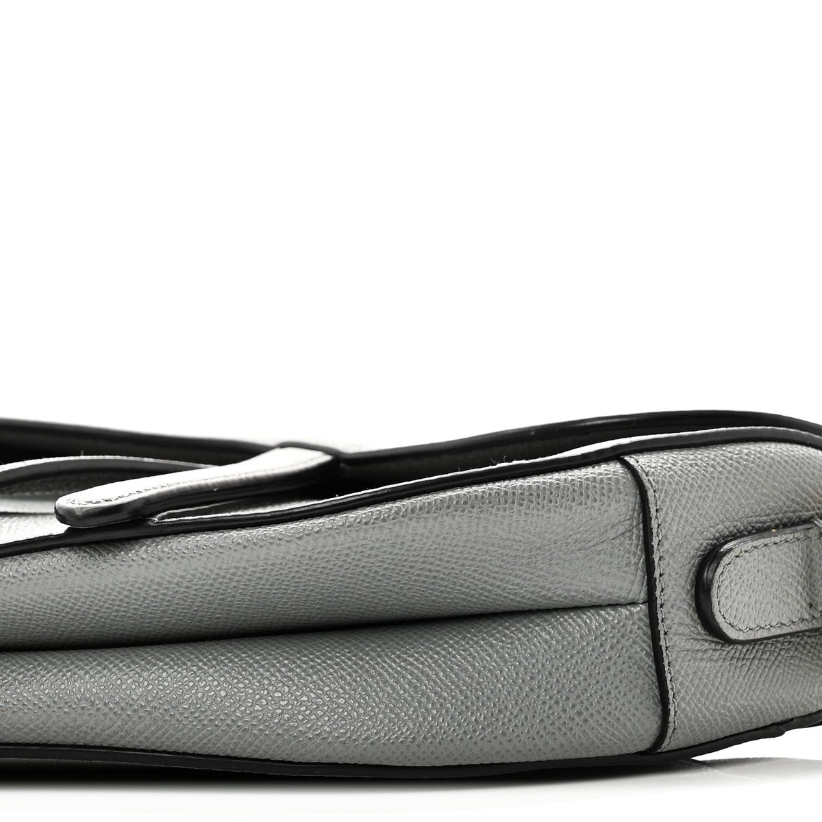 Grained Calfskin Saddle Bag Grey Stone