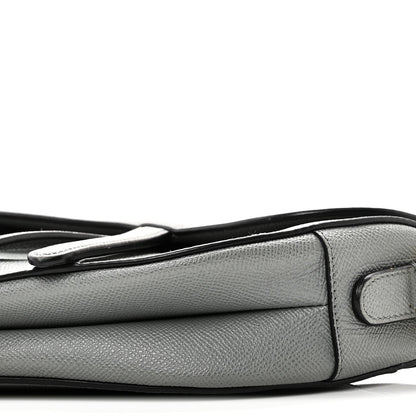 Grained Calfskin Saddle Bag Grey Stone