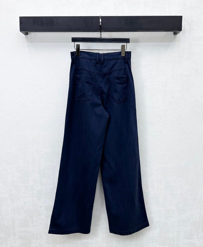 Miu Logo Jeans Dark Navy Cotton Lyocell 350212
