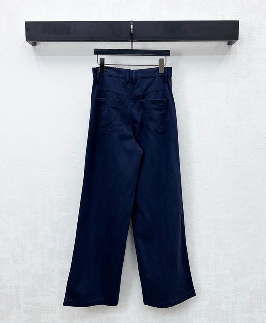 Miu Logo Jeans Dark Navy Cotton Lyocell 350212