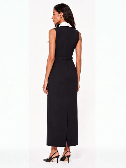 Anika Color-Block Collared Midi Dress