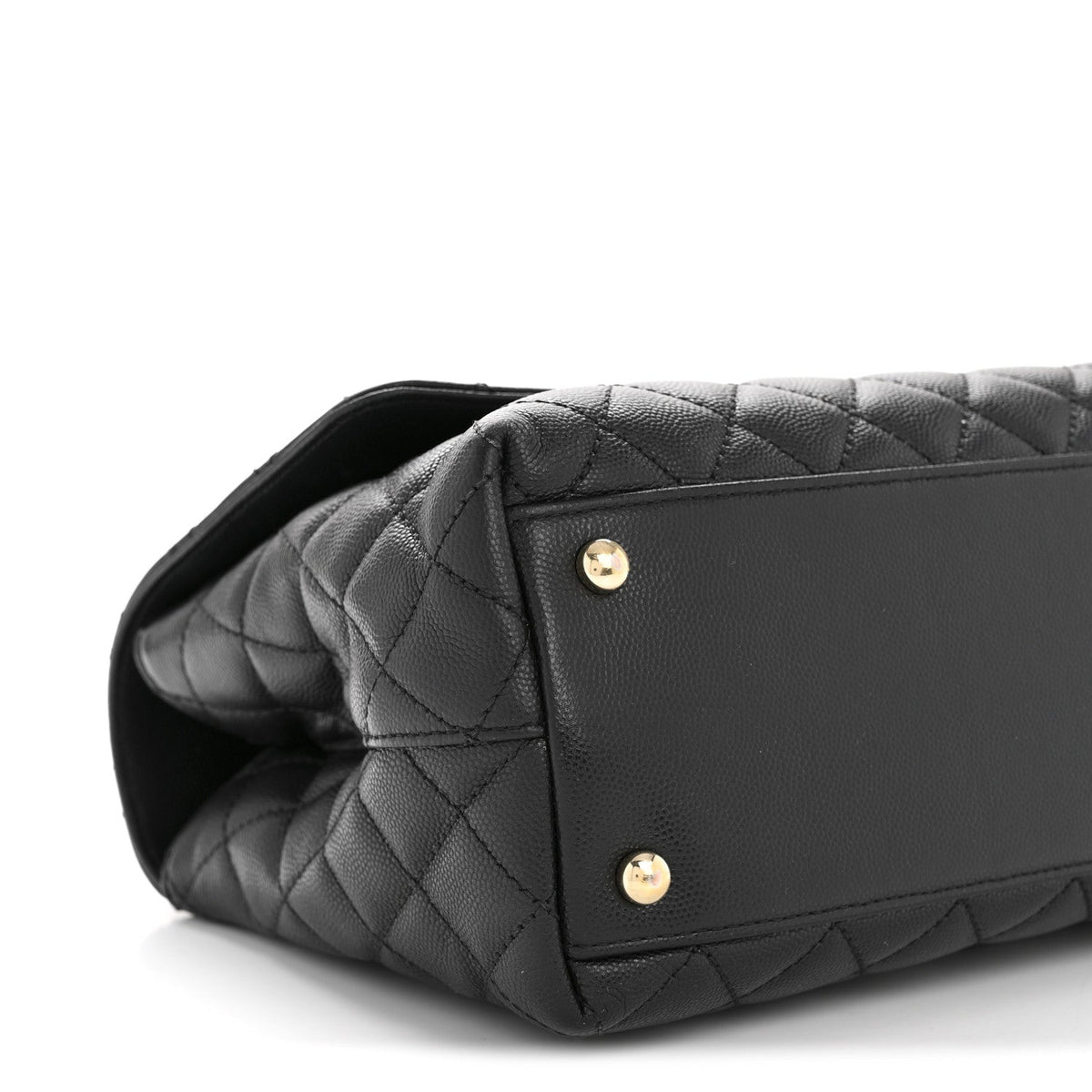 Caviar Quilted Small Coco Handle Flap Black