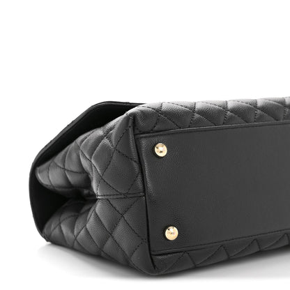 Caviar Quilted Small Coco Handle Flap Black