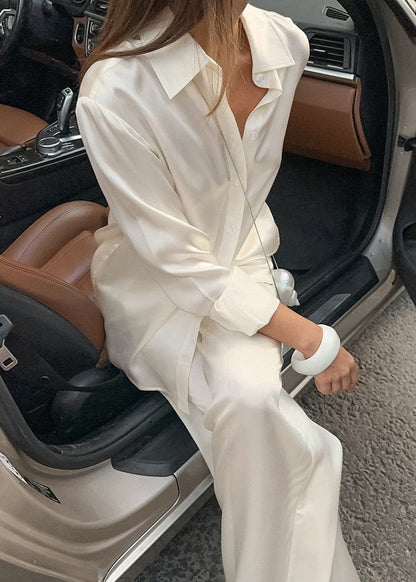 Satin Relaxed Shirt And Pants Two Piece Set
