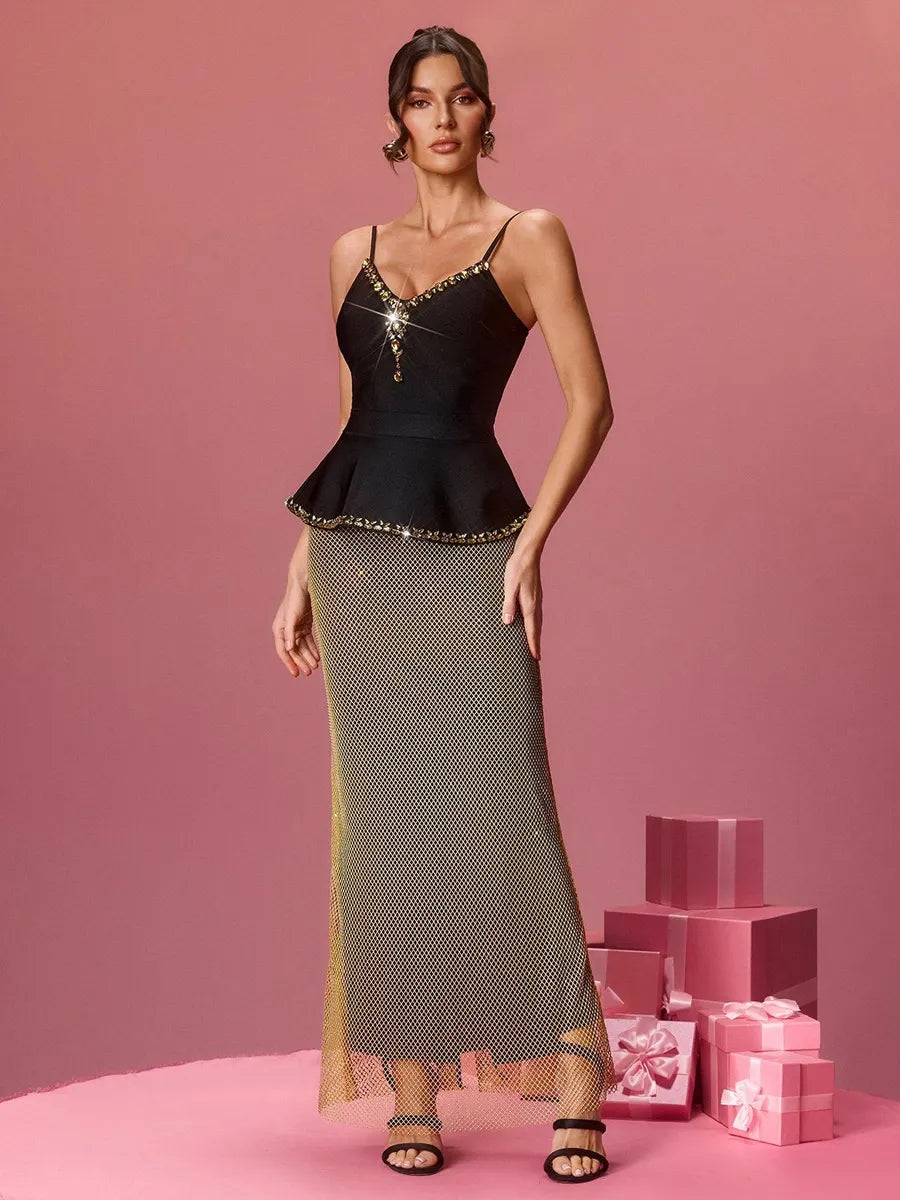 Annika Rhinestone Mesh Skirt Set