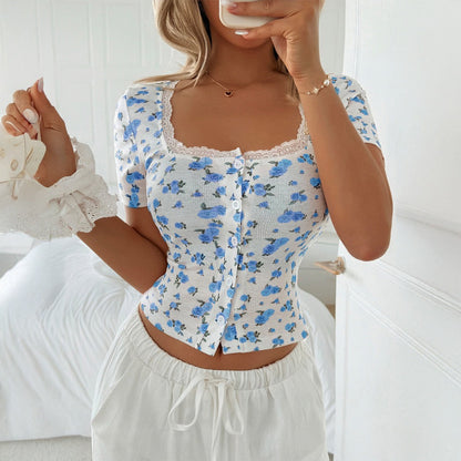 Crosa - Floral Lace Tee - Trendy &amp; Feminine