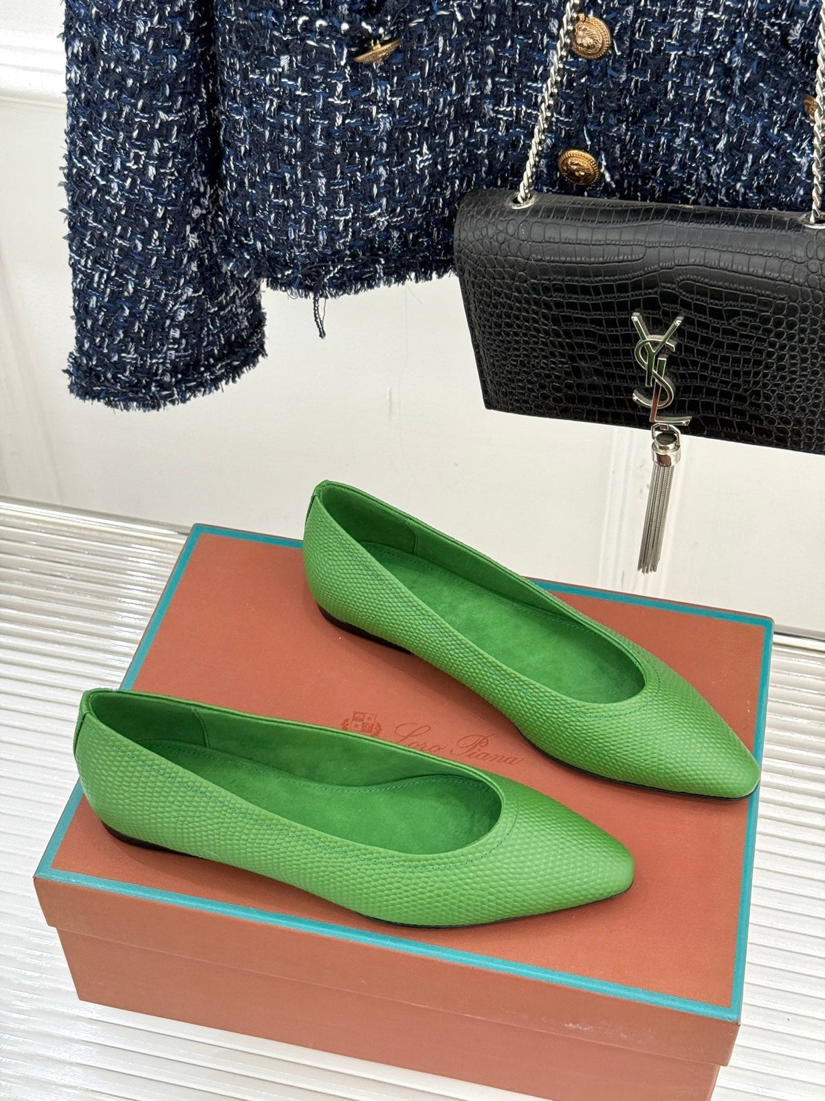 LP Primula Ballet Flat Green Leather 570696