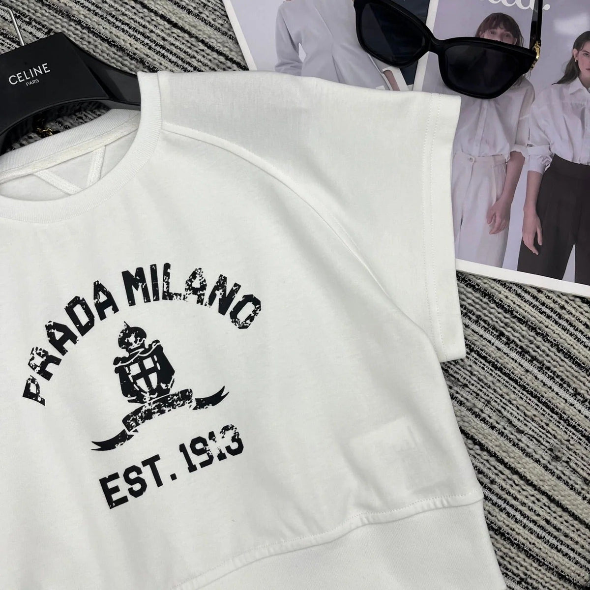 PRADA 25S SHORT-SLEEVE CREW NECK SWEATSHIRT SET 352