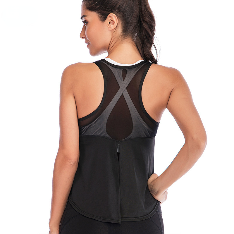 Sports Vest Split Mesh Breathable Yoga Clothing Fast Drying Moisture Absorption Yoga Vest For Women