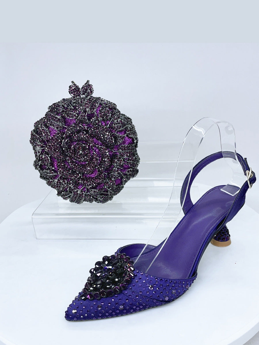 Lucia Diamond-Encrusted Crystal High Heels & Bag