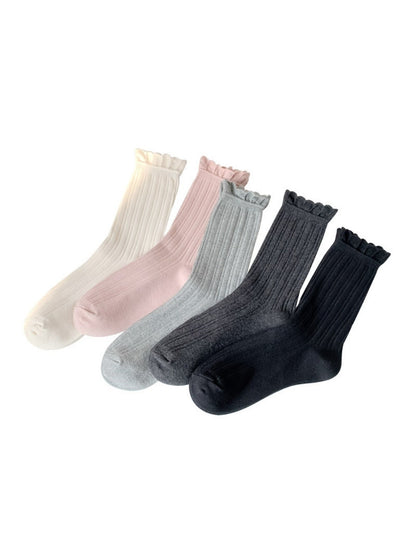 Rufia - Simple Pure Trim Mid-Calf Capsule Socks for Women