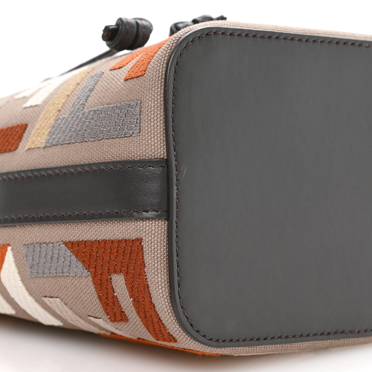 Kuban Canvas Vitello King F is Fendi FF Embroidered Mini Mon Tresor Bucket Bag Tartufo Ebano Multicolor