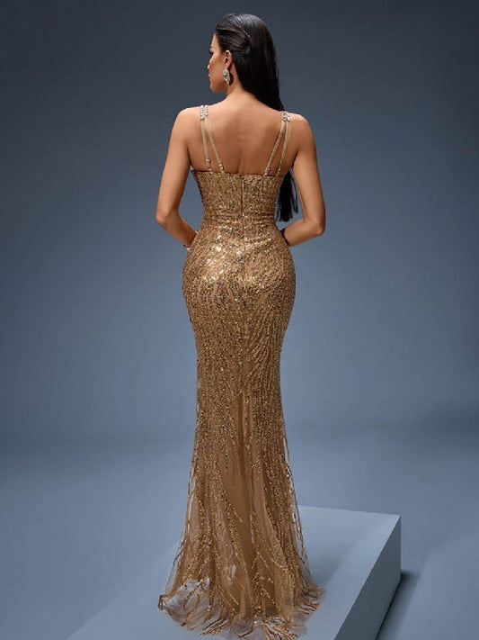 Annabelle Crystal Embroidered Maxi Dress