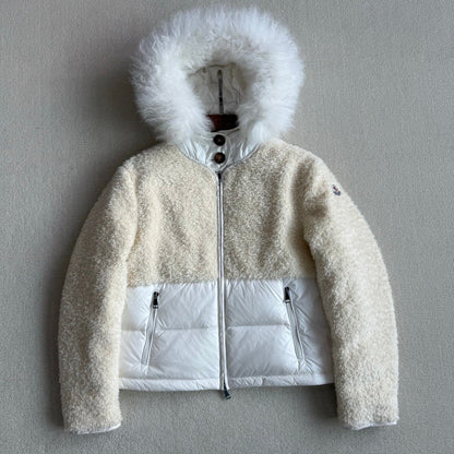 Moncler 2025 Marne Combo Puffer Jacket Cream White Wool Down