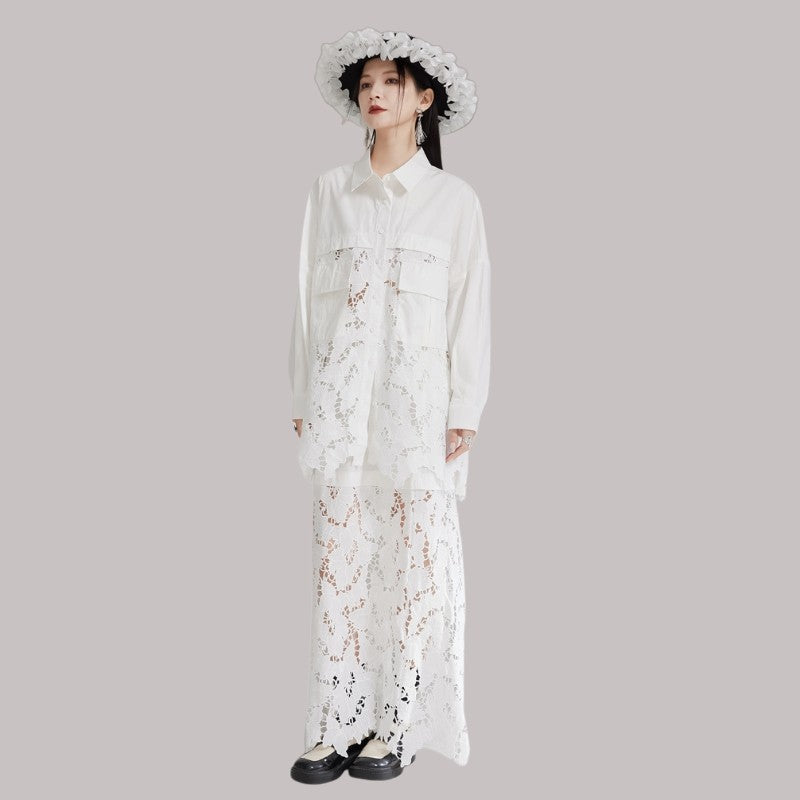 Lace-Trimmed Panel Skirt