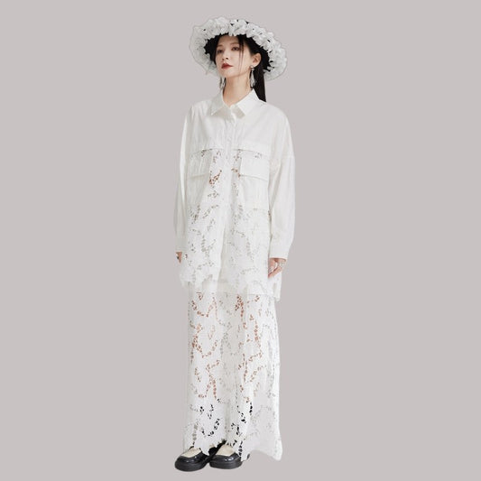 Lace-Trimmed Panel Skirt