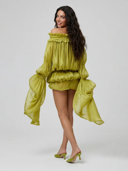 Lunara Off Shoulder Draped Mini Dress