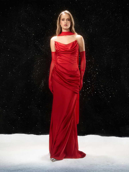Lorena Strapless Ruched Maxi Dress