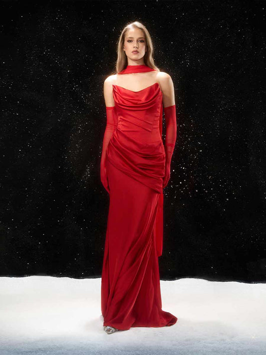 Lorena Strapless Ruched Maxi Dress