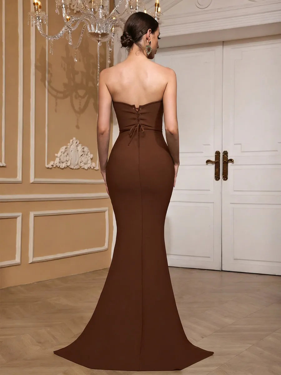 Bellatrix Strapless Sequin Fishtail Bandage Maxi Dress
