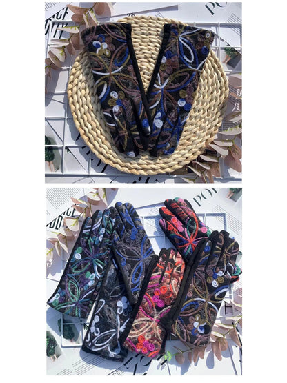 Gloving - Boho Embroidered Warm Outdoor Gloves