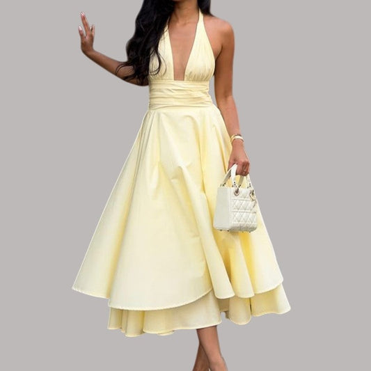 Princess Dress With Neck Wrap Waist Tie