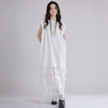 Feather Trim Midi Dress