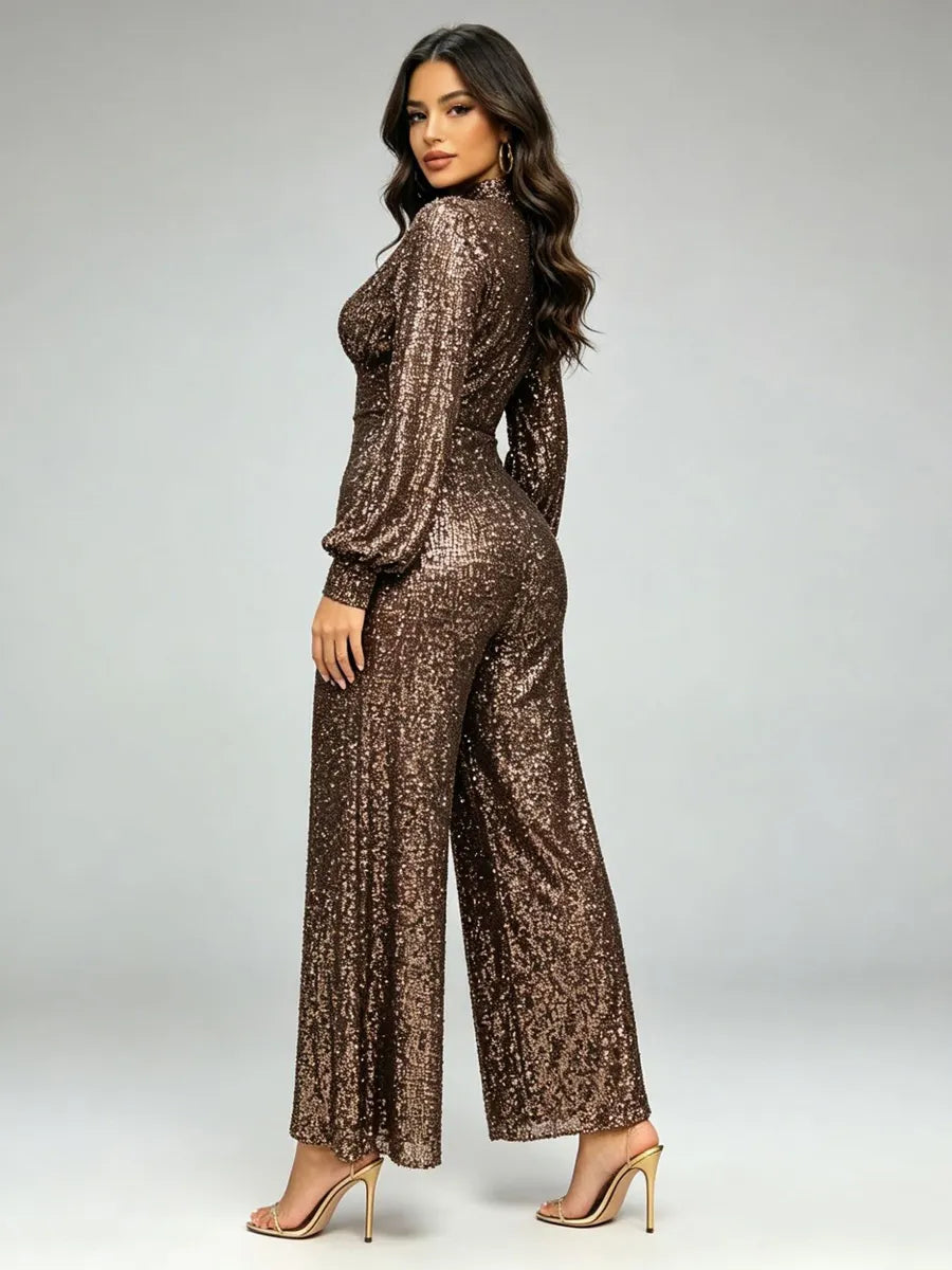 Amira Elegant Retro-Style Sequin Jumpsuit