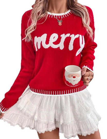 Casual Round Neck Knit Christmas Pullover Sweater