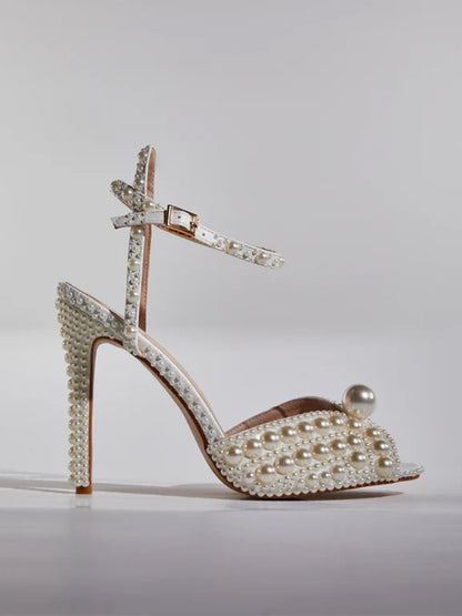 Cyrix Pearl Strap Sandals In Apricot