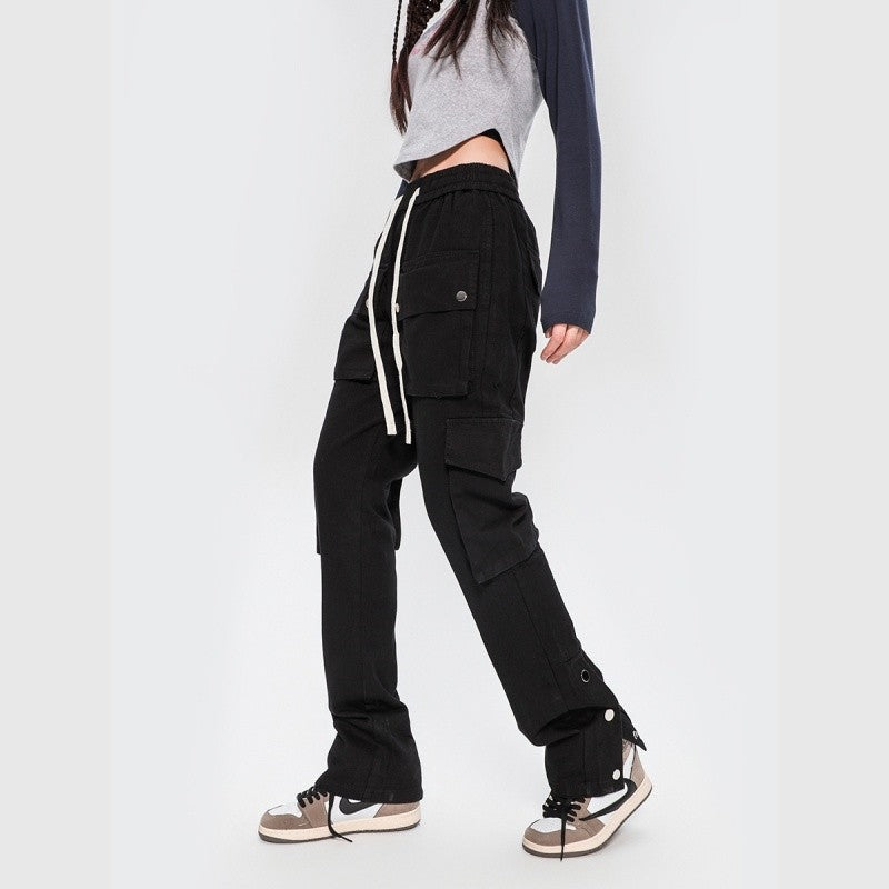Button-Fly Multi-Pocket Cargo Pants Slim Fit Unisex Design