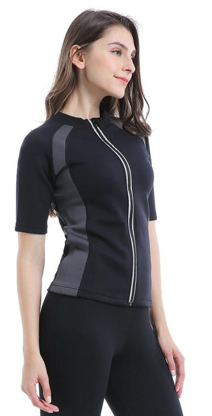 Color Matching Sweat Suit Scr Lady Zipper Sweat Suit Shaping Fat Slimming Suit Yoga Exercise Fitness