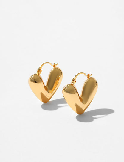Metal Texture Heart Hoop Earrings