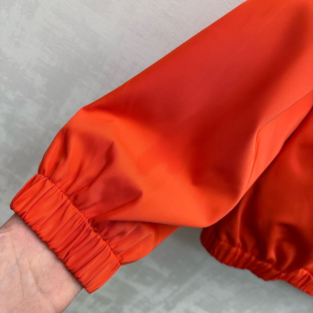 Miu Blouson Jacket Orange Twill Cotton 350413
