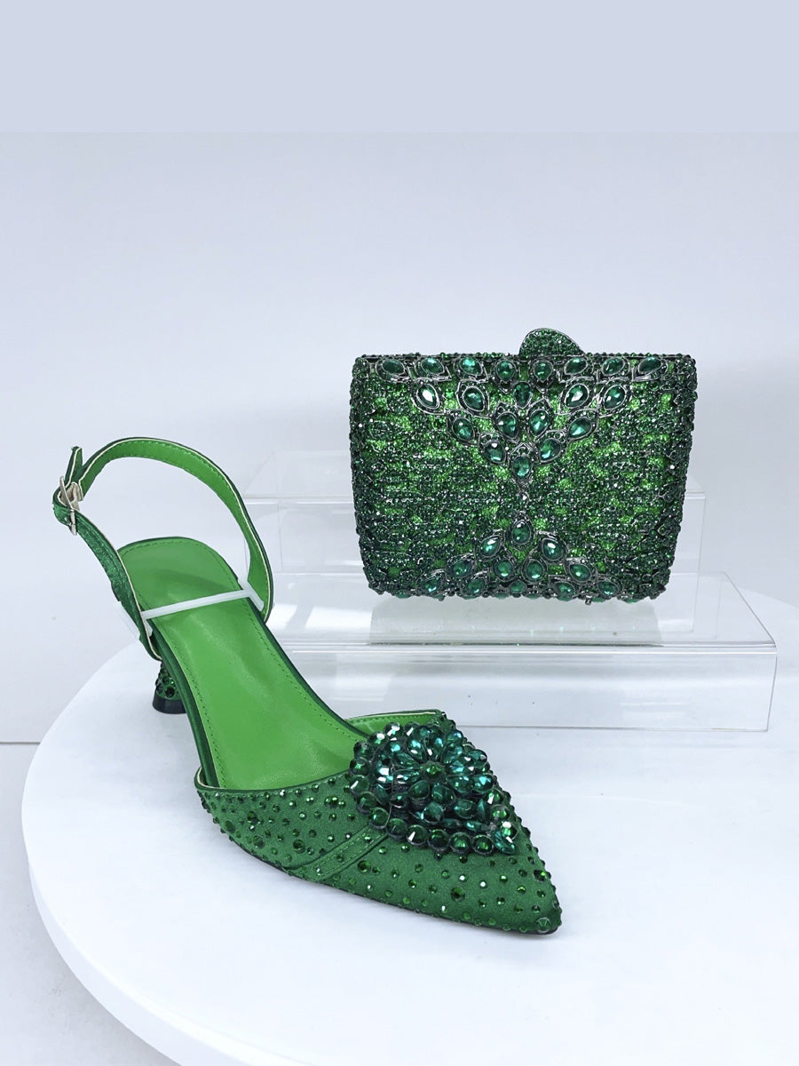 Lucia Diamond-Encrusted Crystal High Heels & Bag