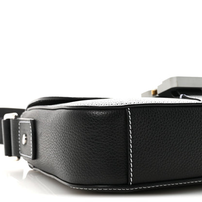 Grained Calfskin Medium Saddle Messenger Bag Black