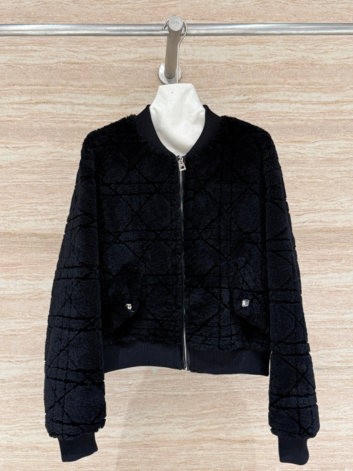 Dior 2025 Shearling Coat Black and Cream Wool Leather