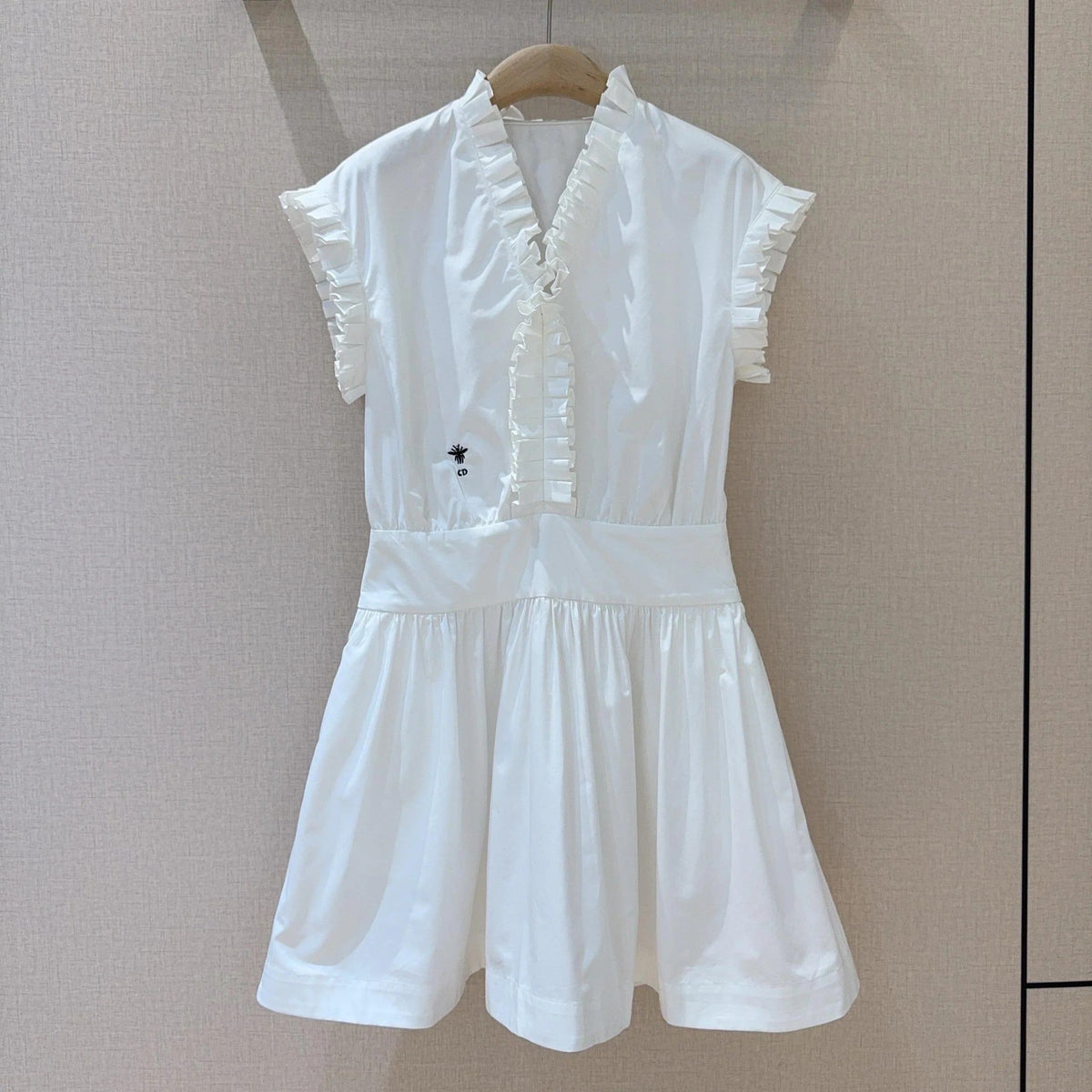 DIOR 25S SHORT PLEATED LACE SHIRT DRESS 553