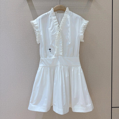 DIOR 25S SHORT PLEATED LACE SHIRT DRESS 553