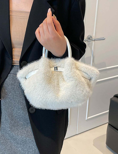 Soft Faux Fur Fluffy Tote Shoulder Bag