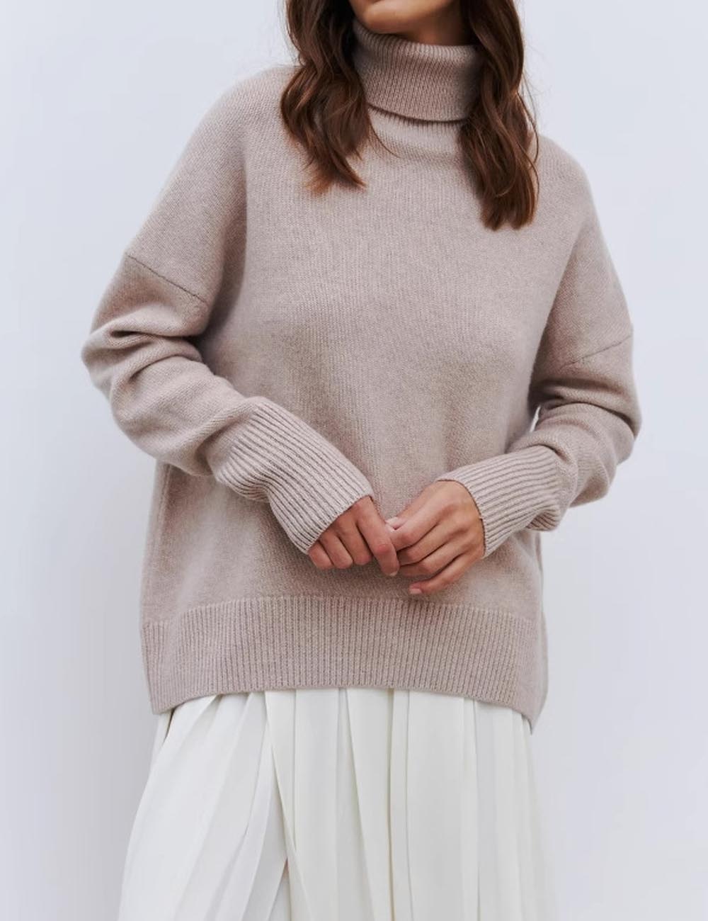 Winter Turtleneck Oversized Ribbed Knit Sweater