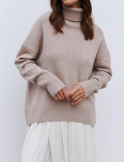 Winter Turtleneck Oversized Ribbed Knit Sweater