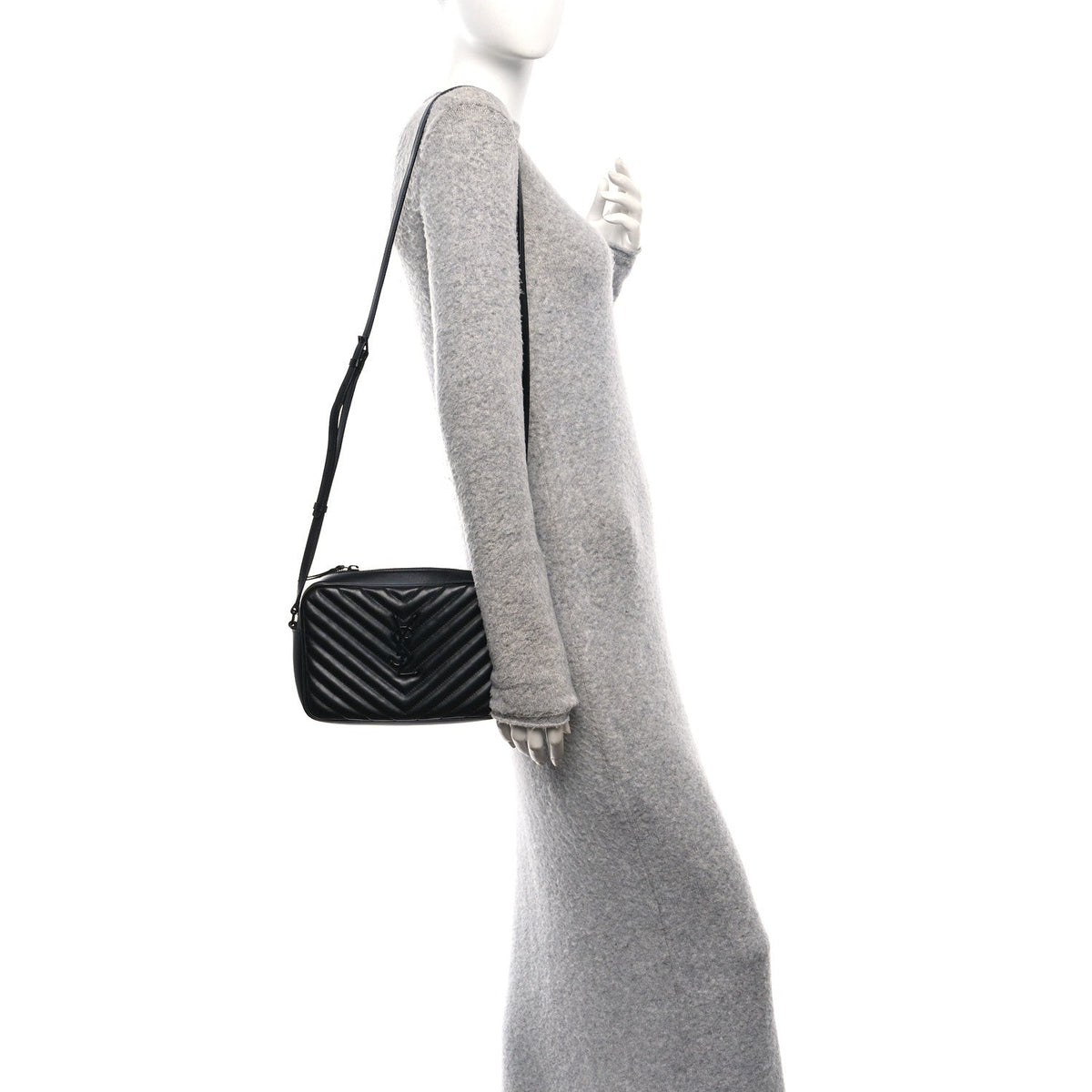 Calfskin Matelasse Monogram Monochrome Lou Camera Bag Black