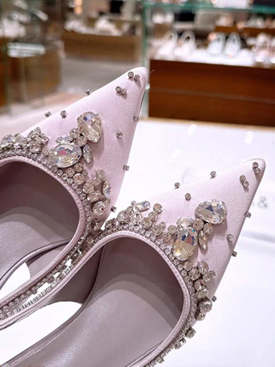 Daisy Crystal Closed-Toe High-Heeled Sandals