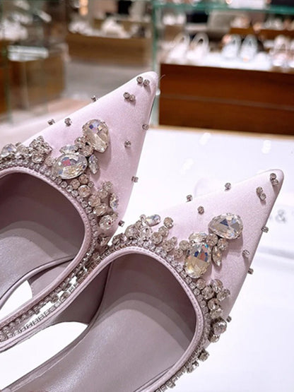Daisy Crystal Closed-Toe High-Heeled Sandals