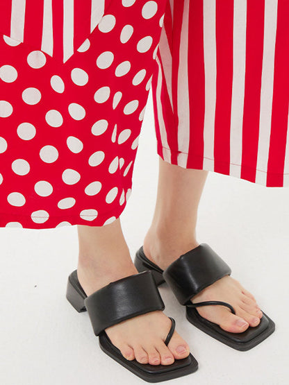 Cropped Loose Polka-Dot Split-Joint Striped Casual Pants Bottoms Cropped Trousers