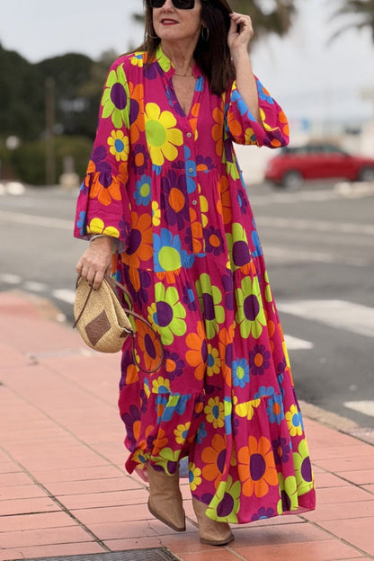 Pink babydoll dress with daisy print