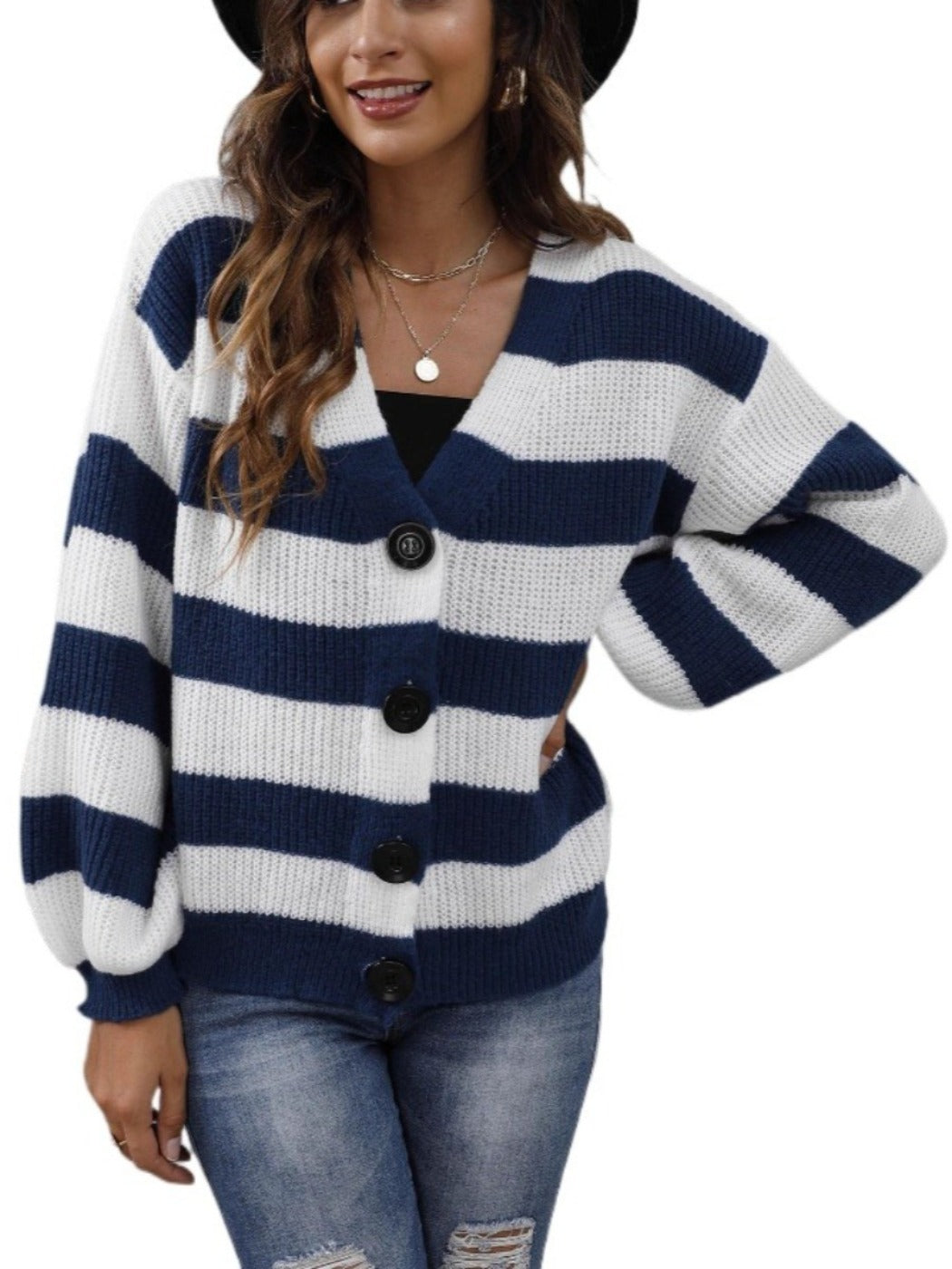 Crosa - Color-blocked Striped Knitted Cardigan with Buttons